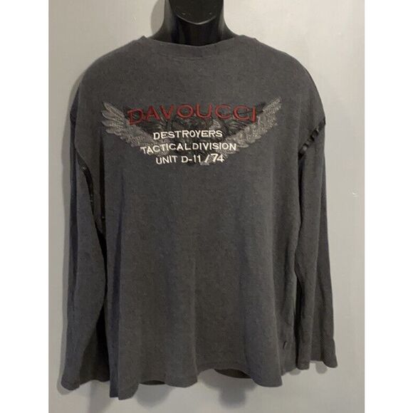 Davoucci Shirt Men’s Ribbed Leather Straps‎ Dsize Xl Gray - Picture 2 of 8